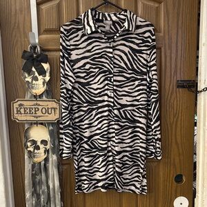 Chico's Zebra Print Mesh Button Up
